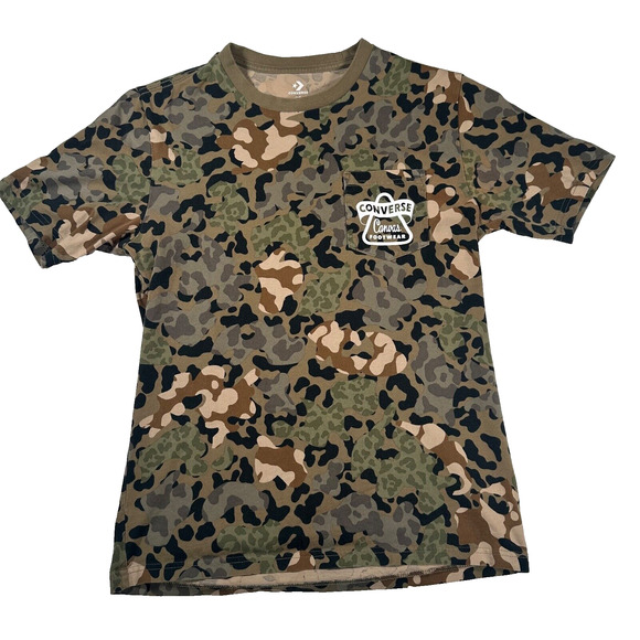Converse Camouflage Pocket T-Shirt Mens XSmall Green Brown Short Sleeve Crewneck - Picture 1 of 12